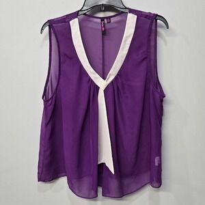 Unique Vintage Shirt Top Plus Size 2X‎ Royal Purple Sheer Corp Goth Whimsigoth